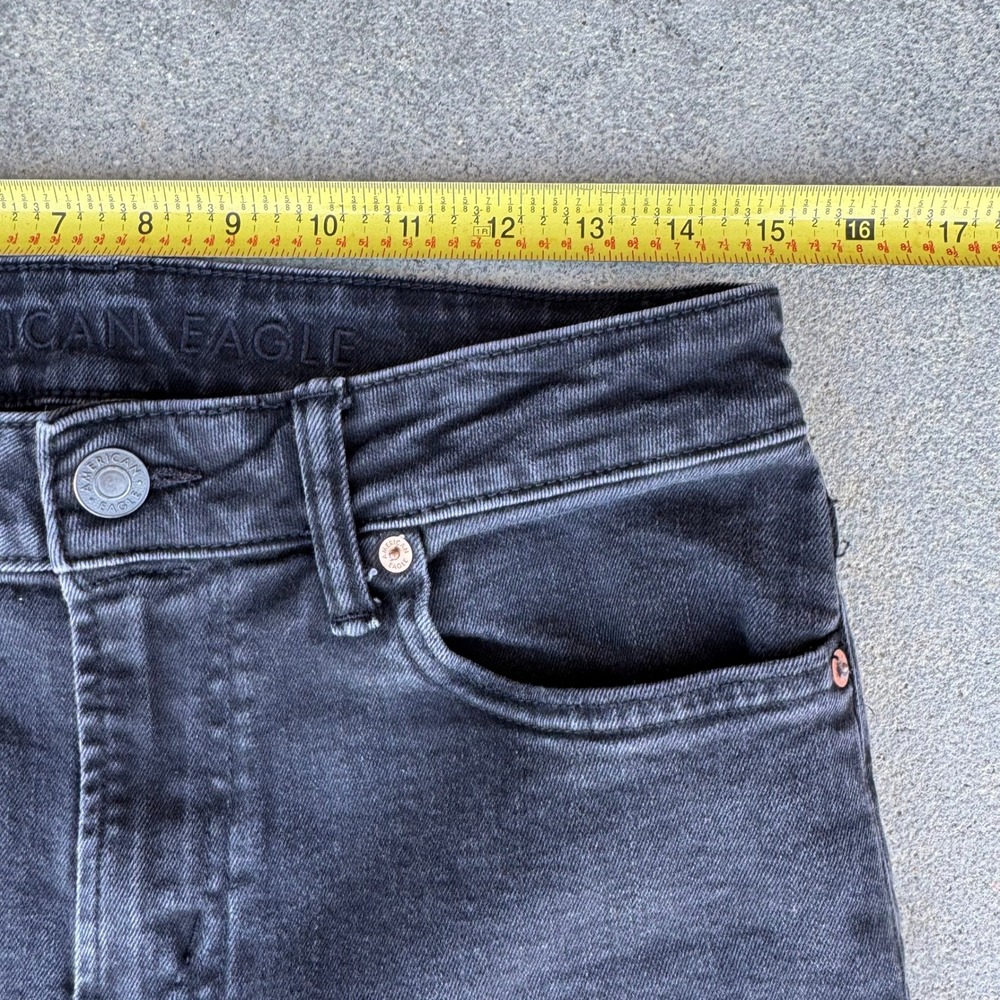 American Eagle Mens Slim Straight Jeans 30x34 Faded Black Denim Pants - Picture 6 of 13